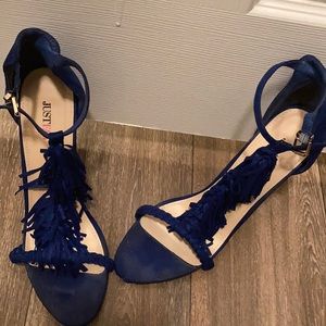 Blue Heels with Fringe